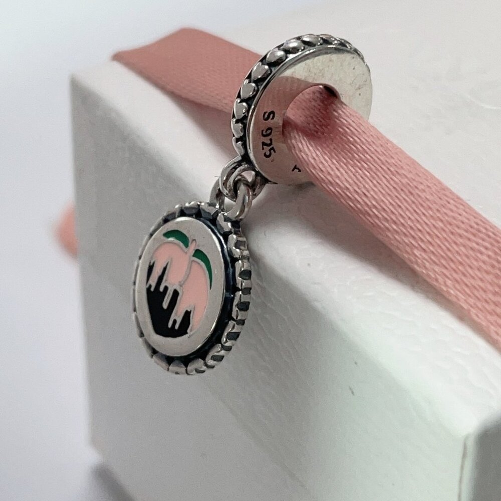 Pandora Georgia Peach Dangle Charm Pendant, S925 Sterling Silver Jewelry